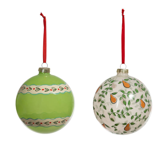 Promo 12 Days Pattern Glass Ball Ornament