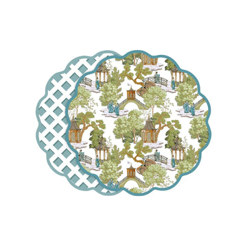 VIDA Pagoda and Lattice Reversible Placemats S/4 (Blue and Green)