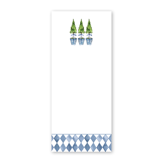 Blue Topiaries Skinny Notepad