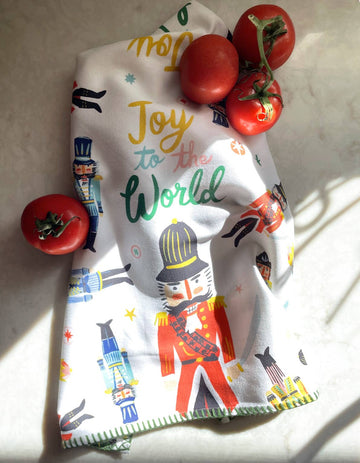 Holiday Tea Towel with Embroidered Detail | Nutcrackers