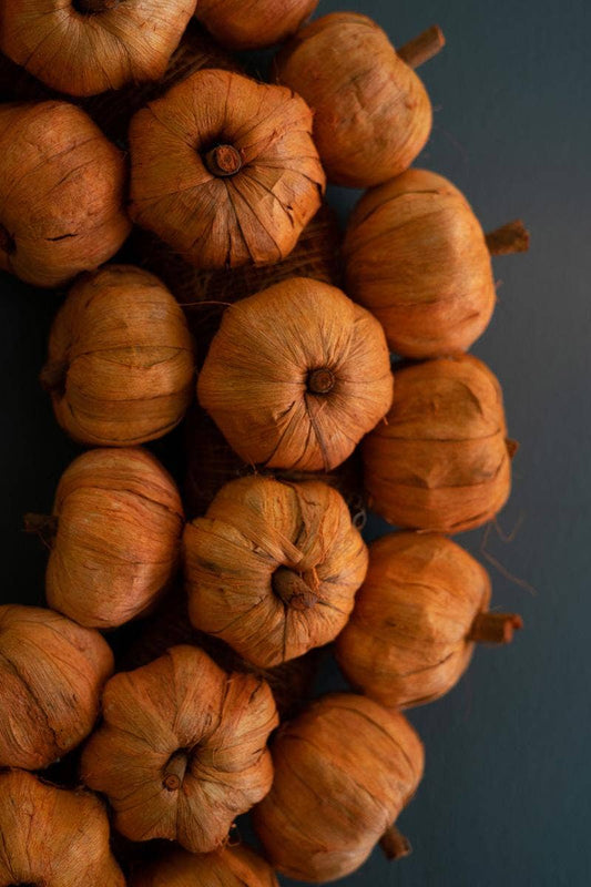 ORANGE FAUX PUMPKIN WREATH