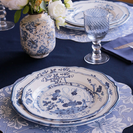 VIDA Faenza 9" Salad Plate Set of 4 (White and Blue)