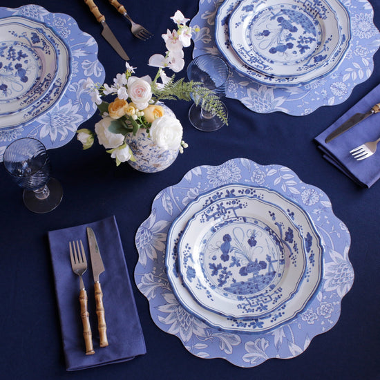 VIDA Faenza 9" Salad Plate Set of 4 (White and Blue)