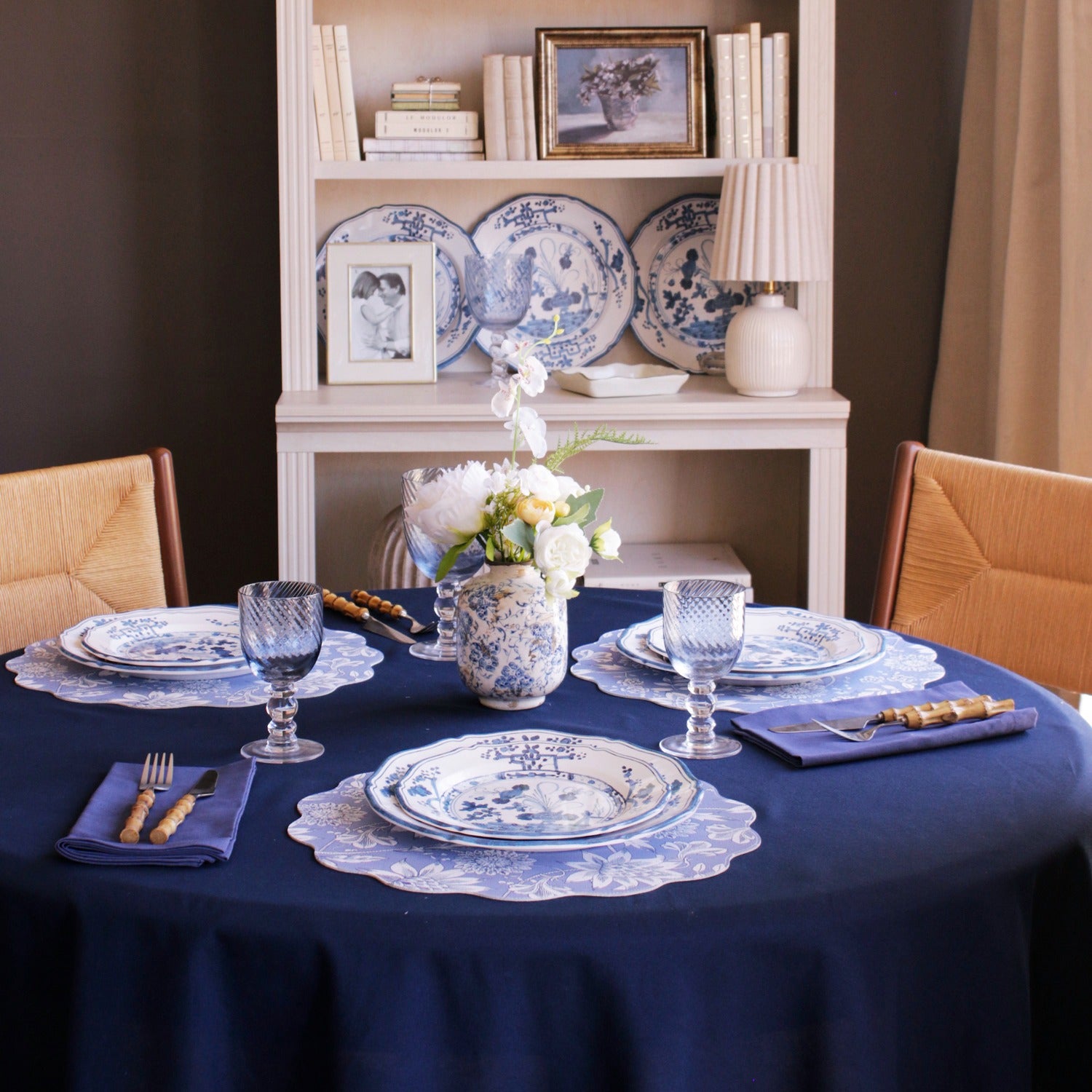VIDA Faenza 9" Salad Plate Set of 4 (White and Blue)