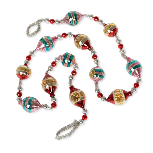 Retro Tinsel and Glass Finial Garland, 70 in.