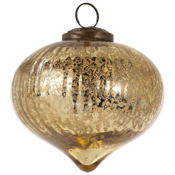 4" Dia. Fluted Gold Glass Christmas Ornament
