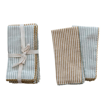S/4 Square Cotton Napkins w/Stripes